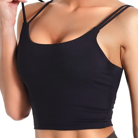 🍉 NWT Celer Black Sports Bra Crop Top Large - Picture 2 of 6